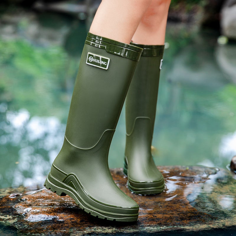 New Fashionable Women'S Shoes, Extra High Women'S Outer Wear Rainforest Hiking Wading Shoes, Heightening Waterproof Women'S Water Shoes, Rubber Shoes And Overshoes - Image 3